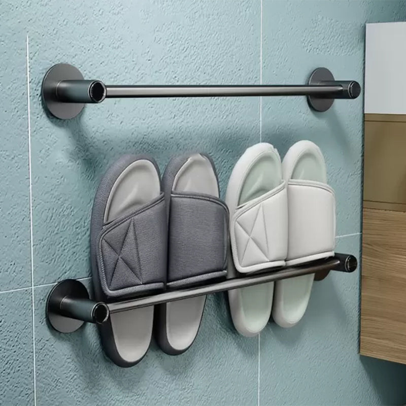 BowLift | 2-piece modern bathroom accessory set metal slipper rack/towel bar