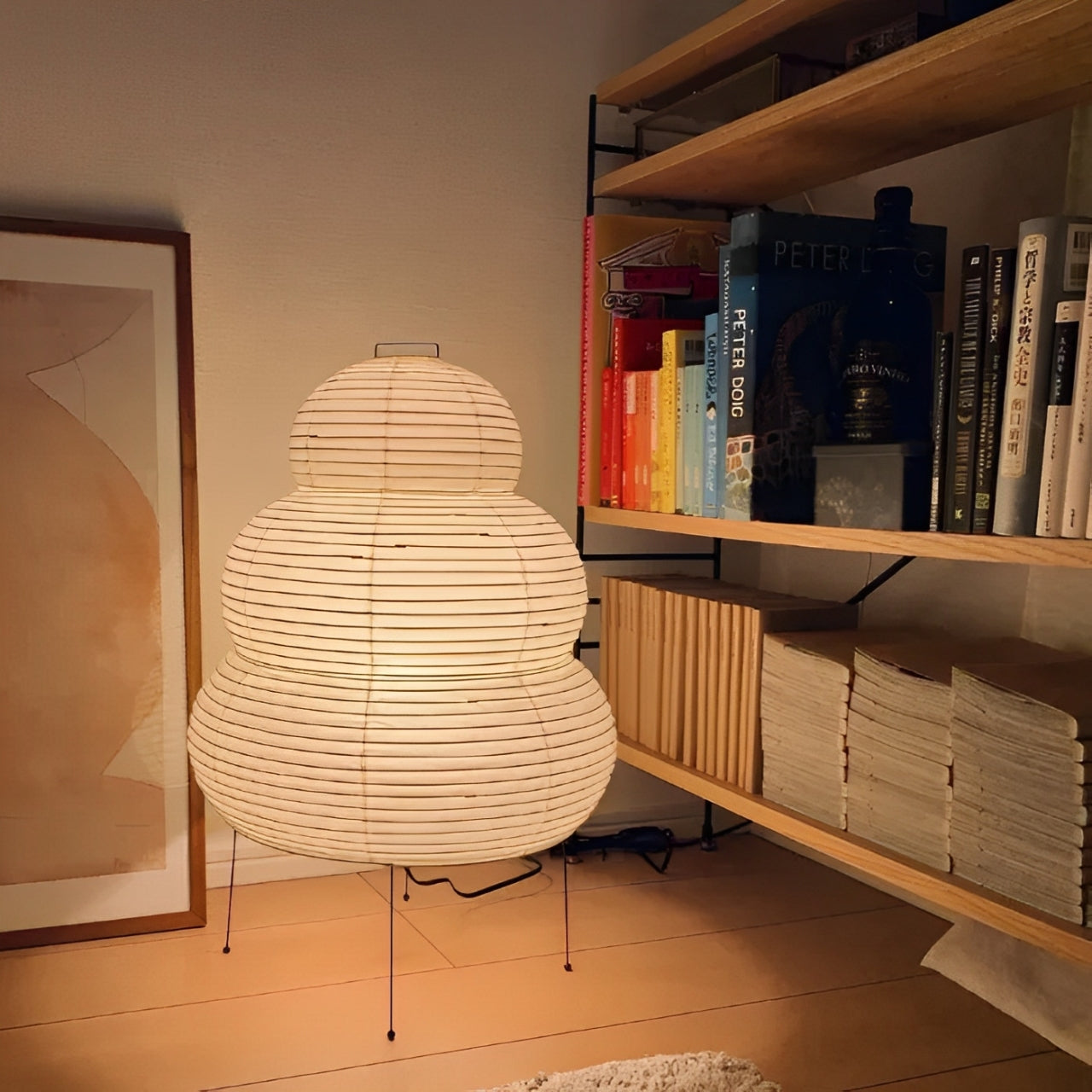 BowLift | Zen Floor Lamp – Japanese Wabi-Sabi Style with 3-Mode Dimmable LED Light