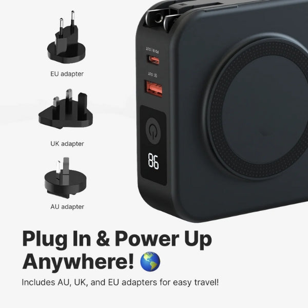 BowLift | 5-in-1 Wall Charger with Wireless Charging Pad and Power Bank - All-in-One Charging Solution