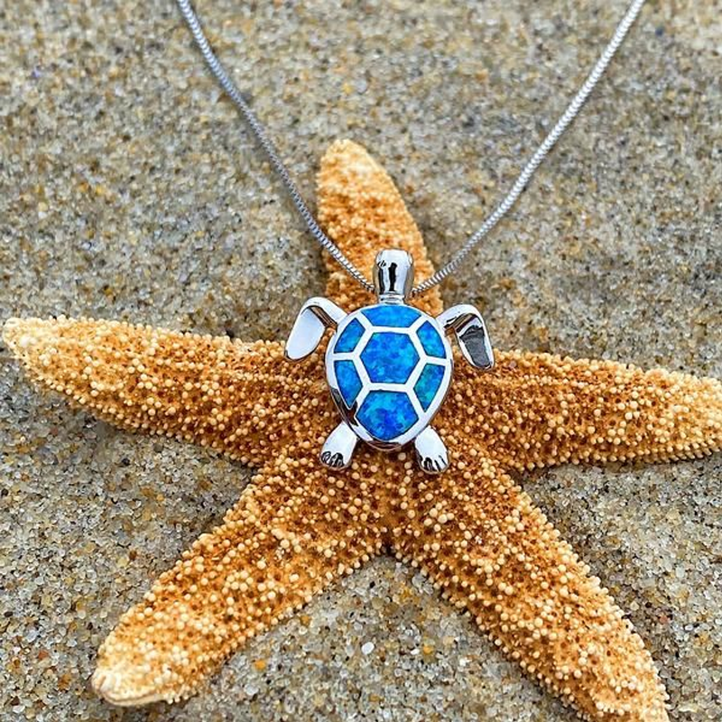 BowLift | Blue Opal Sea Turtle Necklace