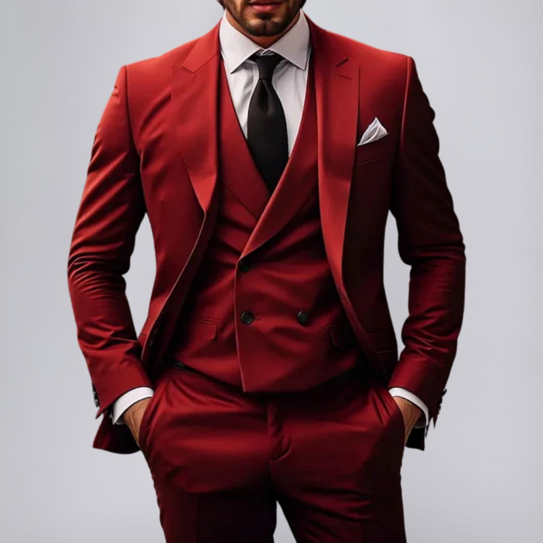 Tailored 3-Piece Suit with Structured Fit and Versatile Styling