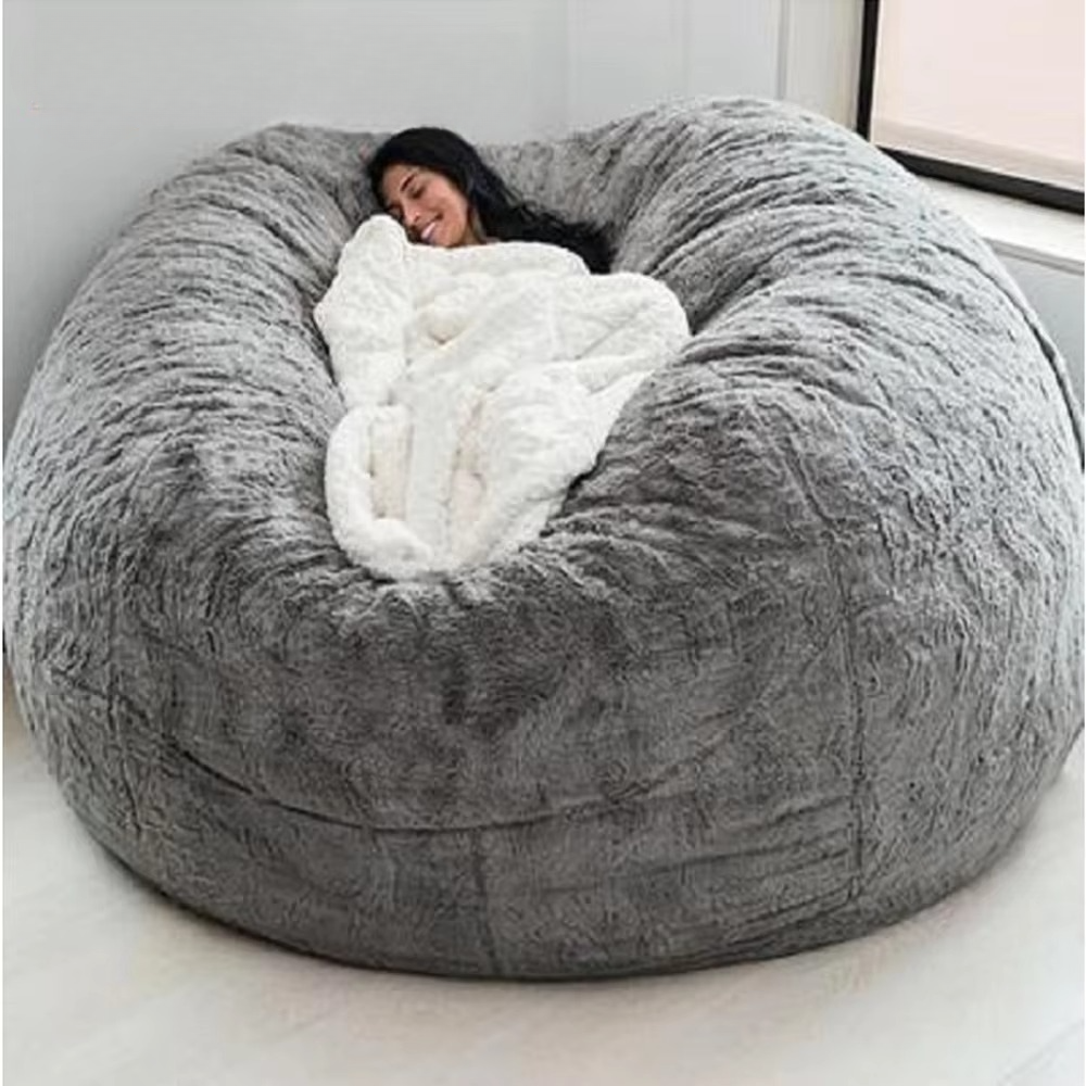 BowLift | Giant 5ft Fluffy Faux Fur Bean Bag Cover – Ultra-Soft Lounge Sofa (Cover Only)