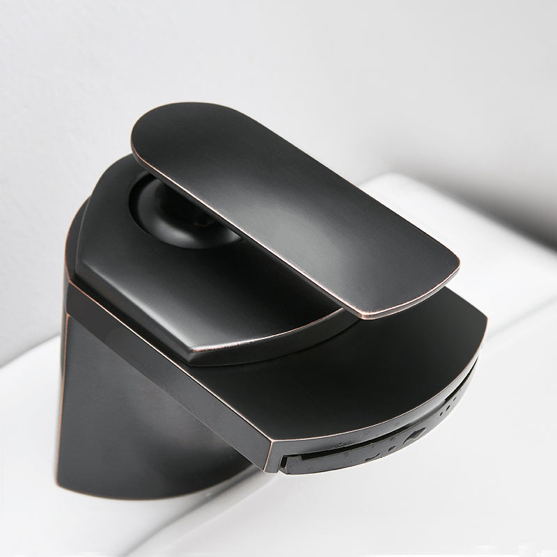 BowLift | Bathroom Sink Faucet Lever Handle Brass Waterfall Spout Sink Faucet