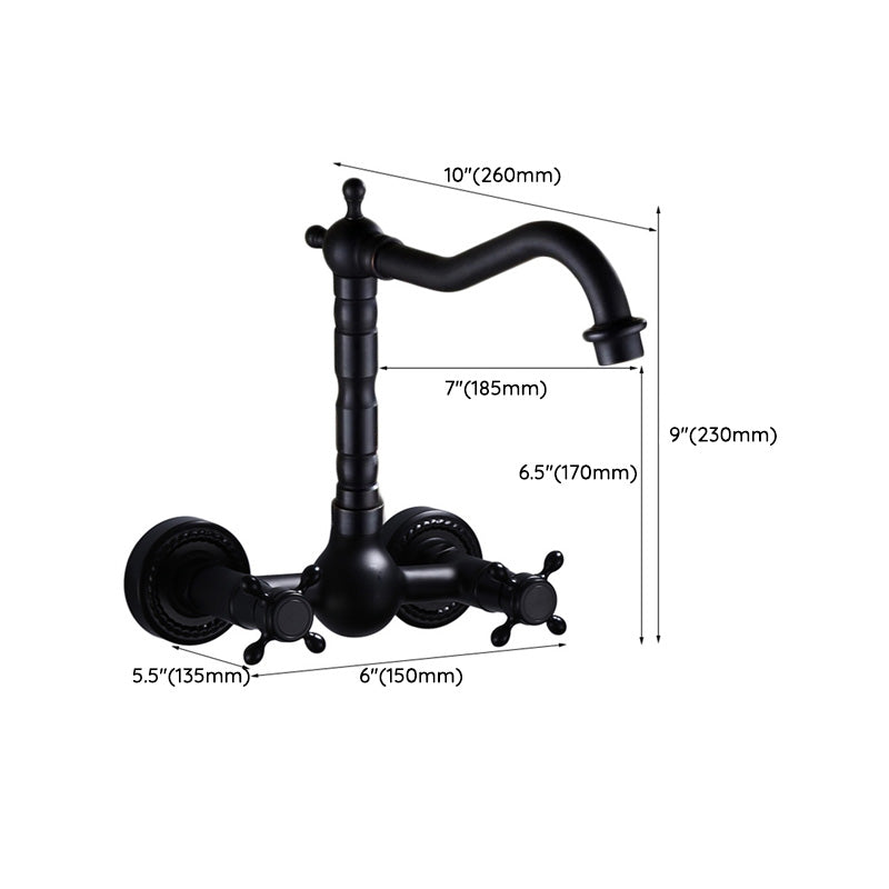 BowLift | Black Wall-Mounted Bathroom Faucet American Classic Widespread Sink Faucet