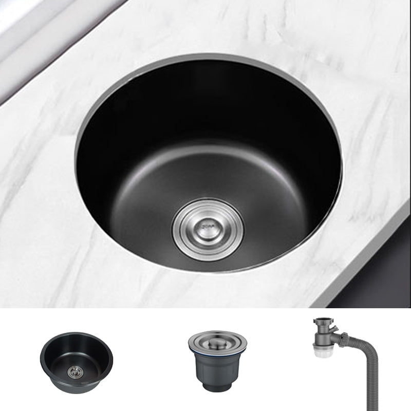 BowLift | Stainless Steel Round Sink in Black Single Bowl Undermount Sink with Basket Filter