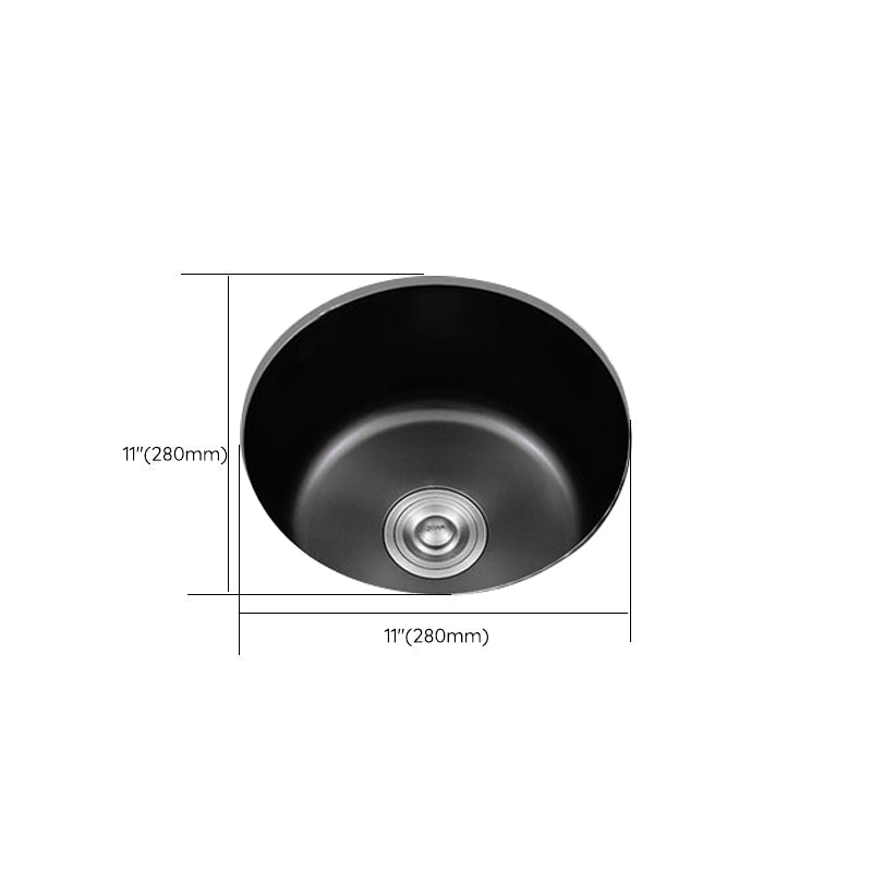 BowLift | Stainless Steel Round Sink in Black Single Bowl Undermount Sink with Basket Filter