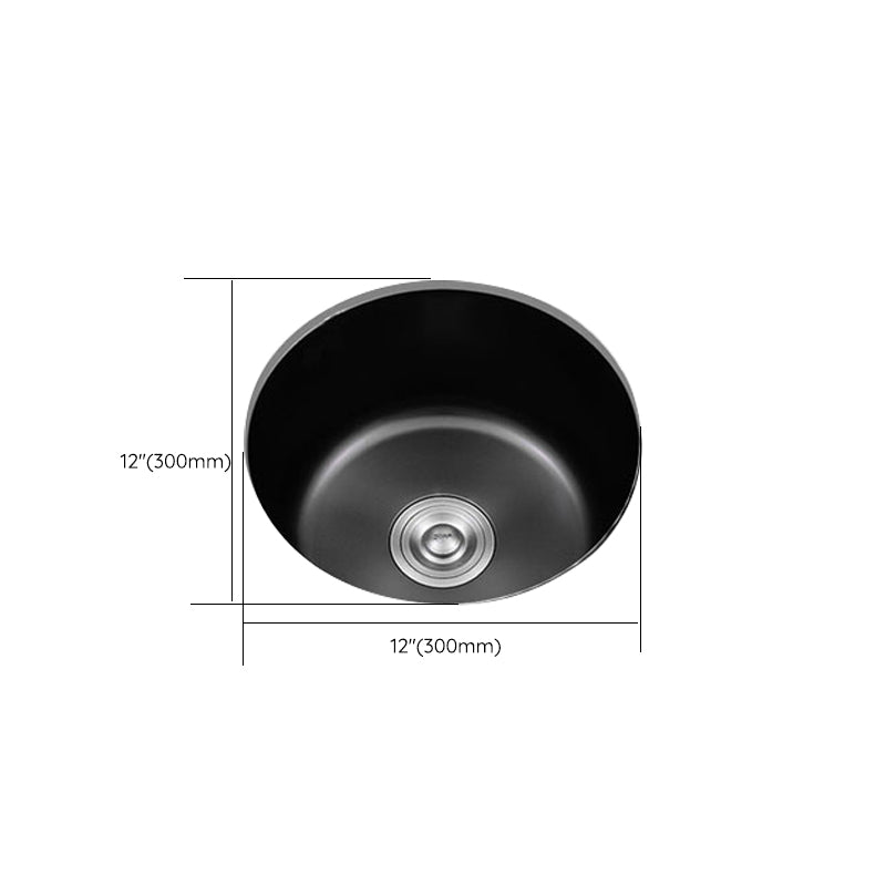 BowLift | Stainless Steel Round Sink in Black Single Basin Undermount Sink with Basket Strainer
