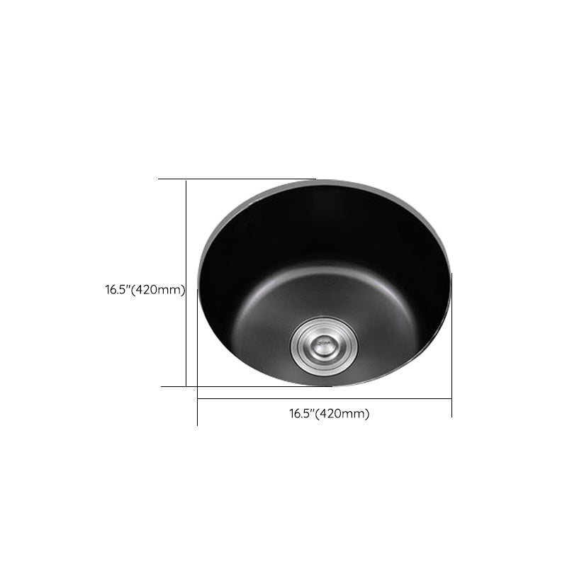 BowLift | Stainless Steel Round Sink in Black Single Bowl Undermount Sink with Basket Filter