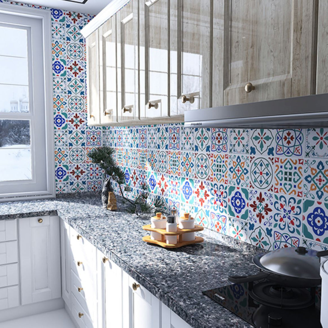 BowLift | Plastic Peel & Stick Mosaic Tile Square Waterproof Peel and Stick Backplate