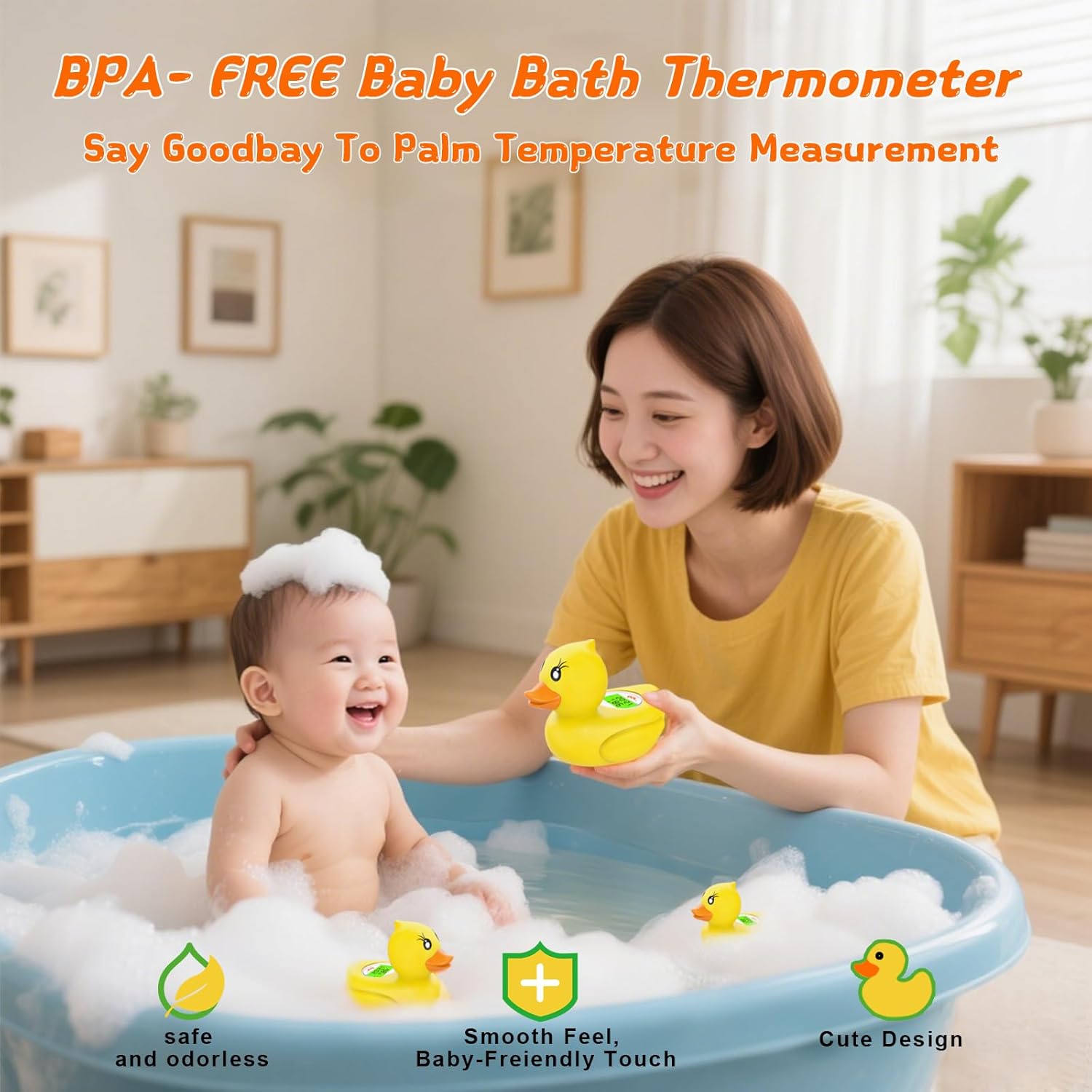 BowLift | AquaVeilig Baby Bath Thermometer – Digital Display with 3 Colors and Temperature Warning