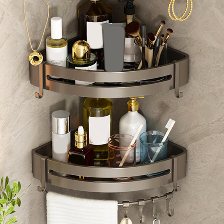 BowLift | Contemporary bathroom accessory set 3-piece bath shelf with hooks
