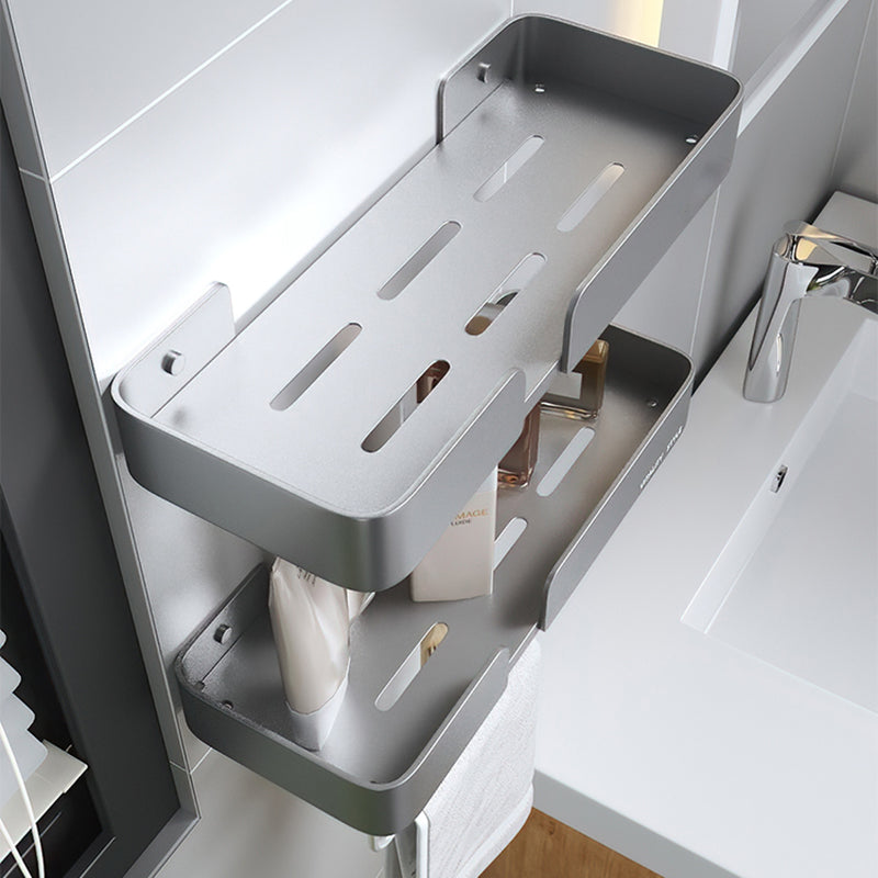 BowLift | 3-piece modern bathroom hardware set aluminum bathroom shelf in gray