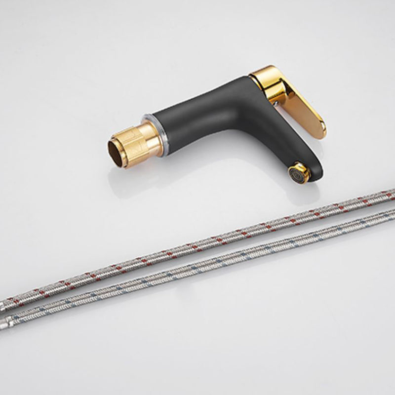 BowLift | Black-Gold Vessel Sink Faucet Lever Handle Low Arc Vessel Faucet