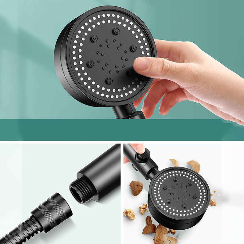 BowLift | Modern 6 Setting Shower Head Adjustable Spray Pattern Matt Black Round Shower Head