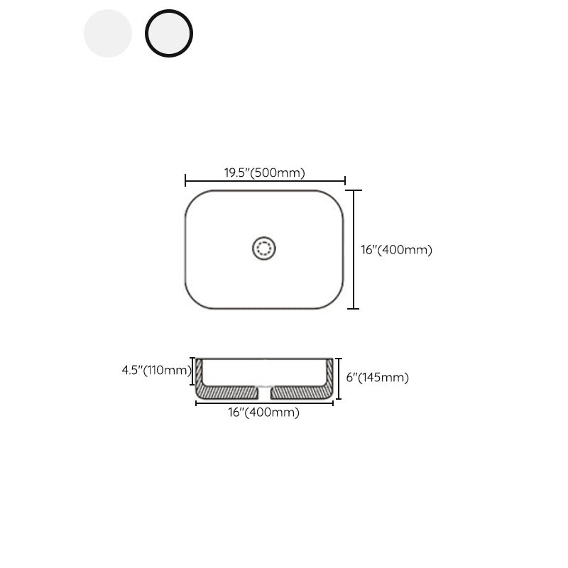 BowLift | Contemporary sink with pop-up drain porcelain rectangular basin