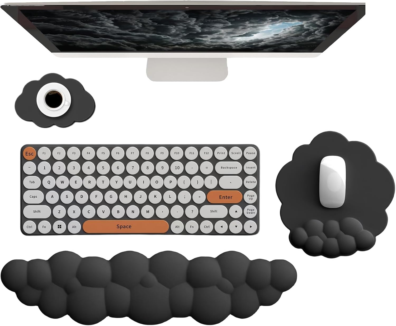 BowLift | Cloud-Shaped Ergonomic Wrist Rest Set with Mouse Pad & Coaster – Zeyora
