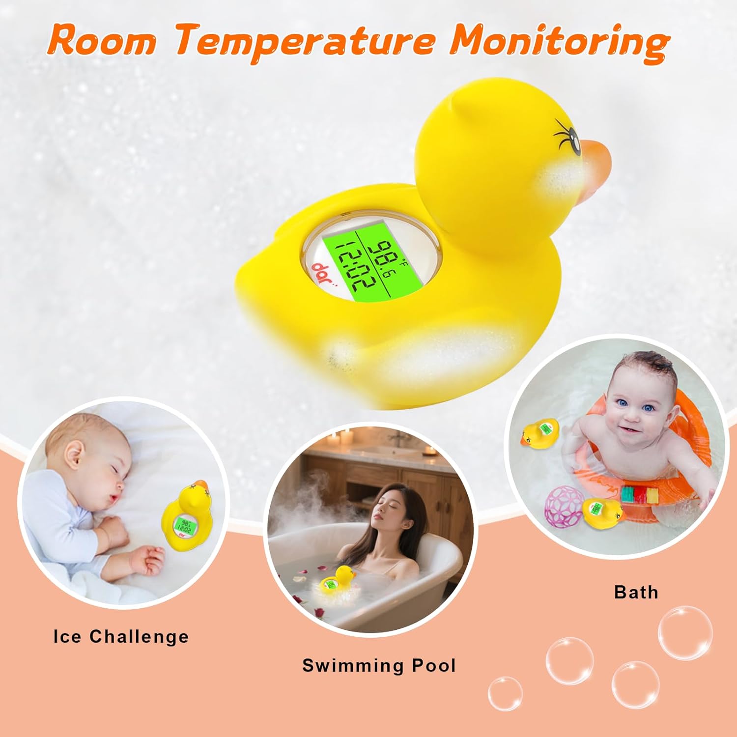 BowLift | AquaVeilig Baby Bath Thermometer – Digital Display with 3 Colors and Temperature Warning