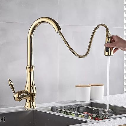 BowLift | Brass Kitchen Faucet Pull Out Mixer Sink Water Tap 360 Rotation Single Handle