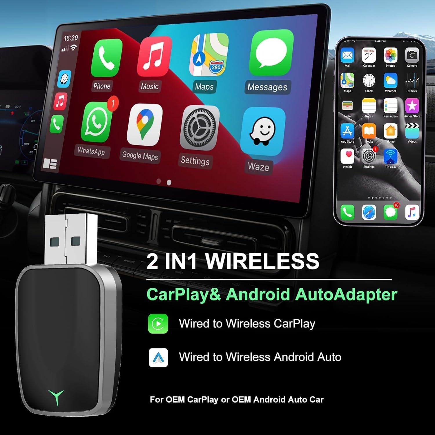 BowLift | Mini Wireless CarPlay Adapter with Dual-Band Connection and Compact Design – Novaro