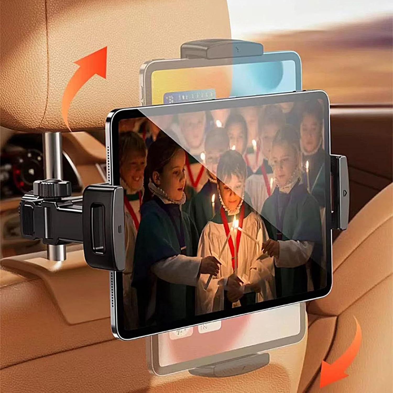 BowLift | Car Headrest Tablet Holder – Adjustable 360° Backseat Phone & Tablet Mount – Movira