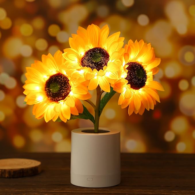 BowLift | LED Sunflower Table Lamp - Decorative Lighting Fixture for Home Decor & Nightstand Use
