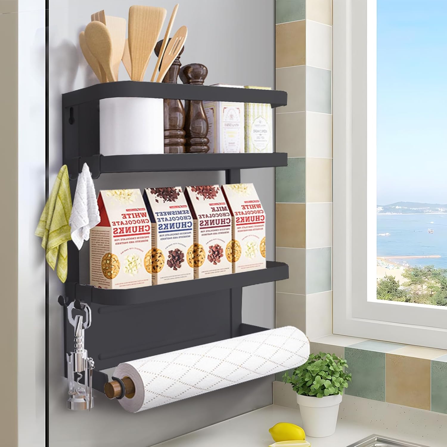 BowLift | Magnetic Fridge Spice Rack with Paper Towel Holder – Oryden