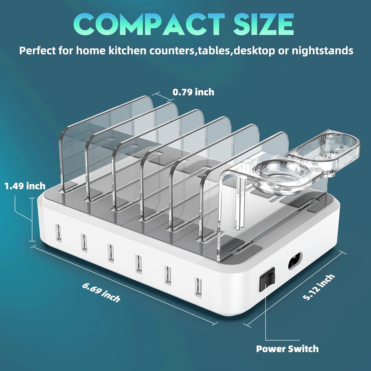 BowLift | 6-Port Multiple Device Fast Charging Station Organizer with Smart IC & Cable Set