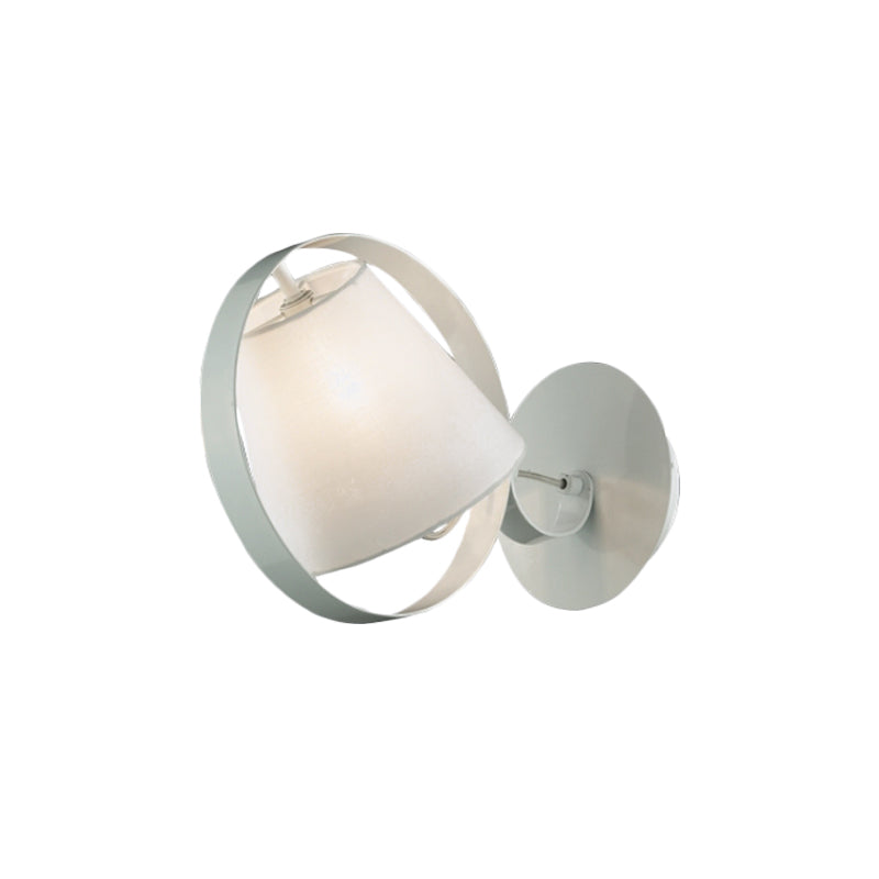 BowLift | Simple Bucket Fabric Wall Light 1-Bulb Wall Mount Light Fixture in White with Metal Ring