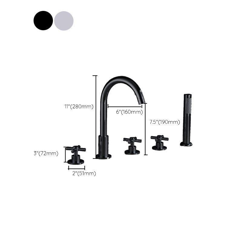 BowLift | Contemporary Bathroom Faucet Deck Mount Copper Low Arc Swivel Roman Bathtub Faucet Set