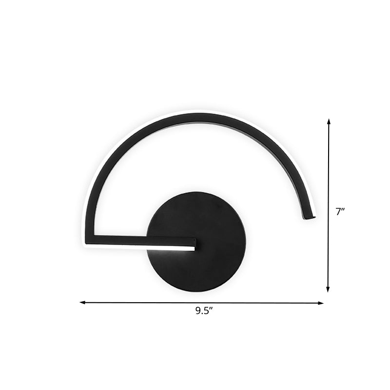 BowLift | Black Half-Circle Wall Light Minimalist LED Iron Wall-Mounted Wall Light for Bedroom in Warm/White Light