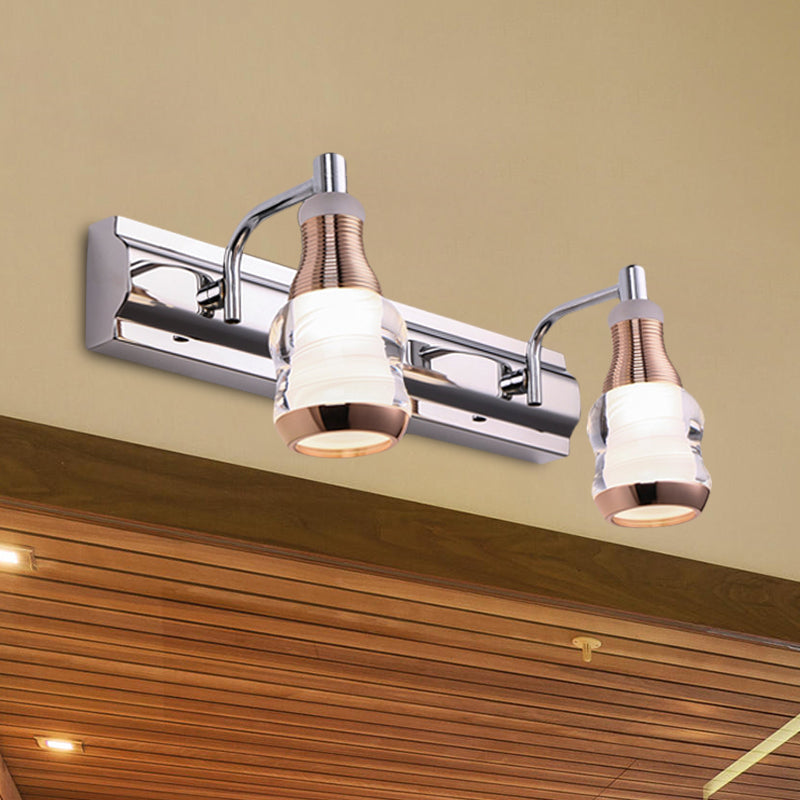 BowLift | Linear Wall Lamp Vanity Modern Metal 2/3 Bulbs 12"/18" Long Chrome LED Wall Mounted Lamp in White/Warm Light
