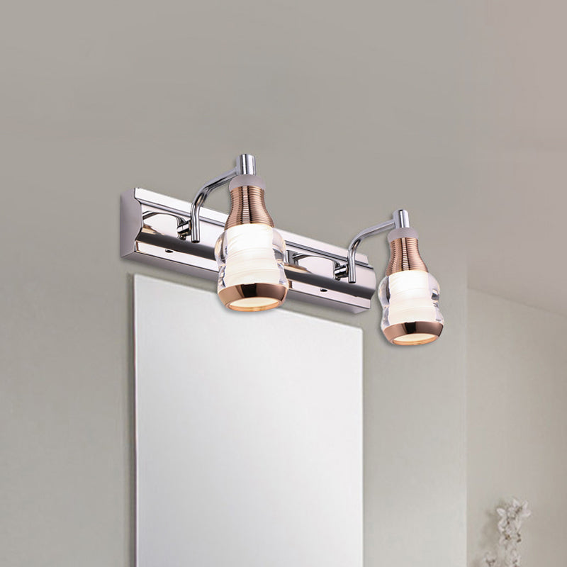 BowLift | Linear Wall Lamp Vanity Modern Metal 2/3 Bulbs 12"/18" Long Chrome LED Wall Mounted Lamp in White/Warm Light