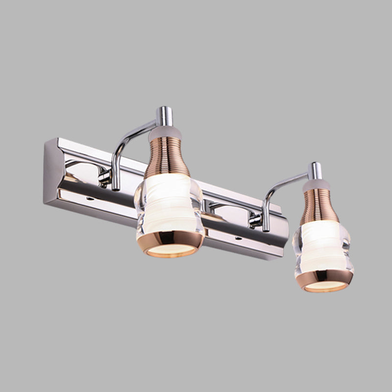 BowLift | Linear Wall Lamp Vanity Modern Metal 2/3 Bulbs 12"/18" Long Chrome LED Wall Mounted Lamp in White/Warm Light