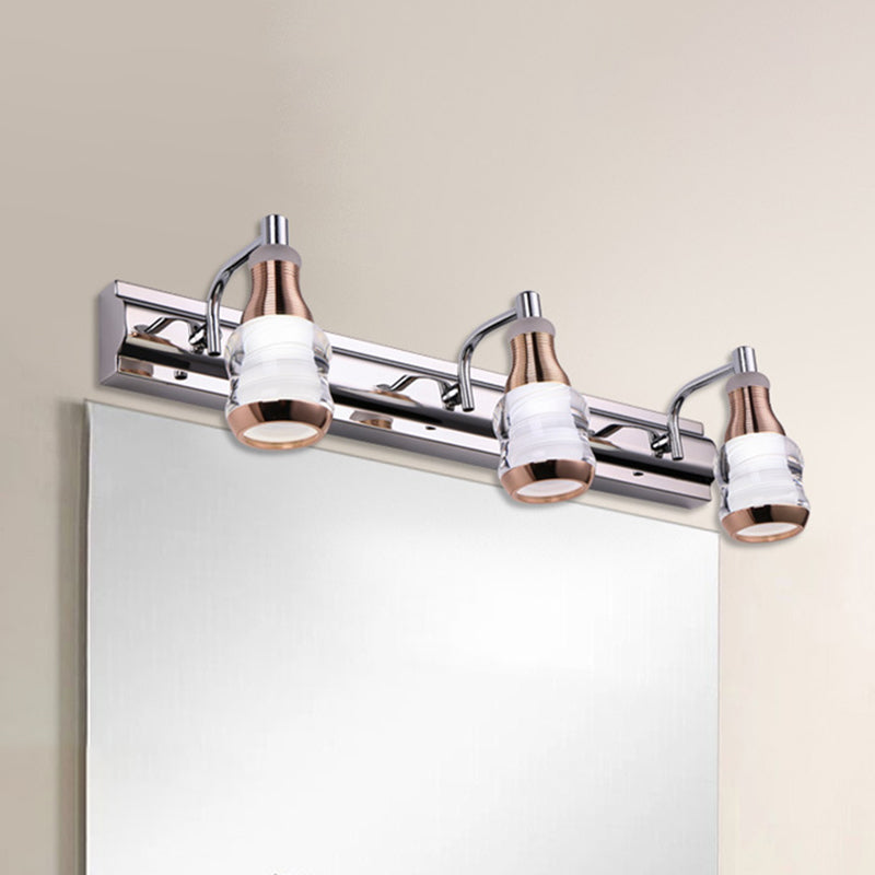 BowLift | Linear Wall Lamp Vanity Modern Metal 2/3 Bulbs 12"/18" Long Chrome LED Wall Mounted Lamp in White/Warm Light