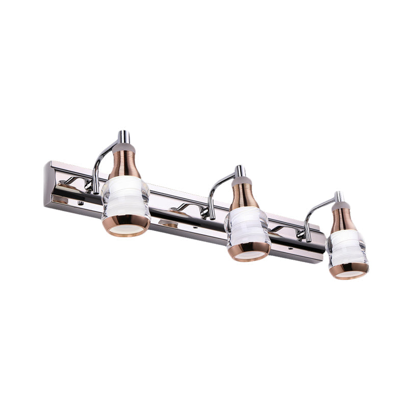 BowLift | Linear Wall Lamp Vanity Modern Metal 2/3 Bulbs 12"/18" Long Chrome LED Wall Mounted Lamp in White/Warm Light
