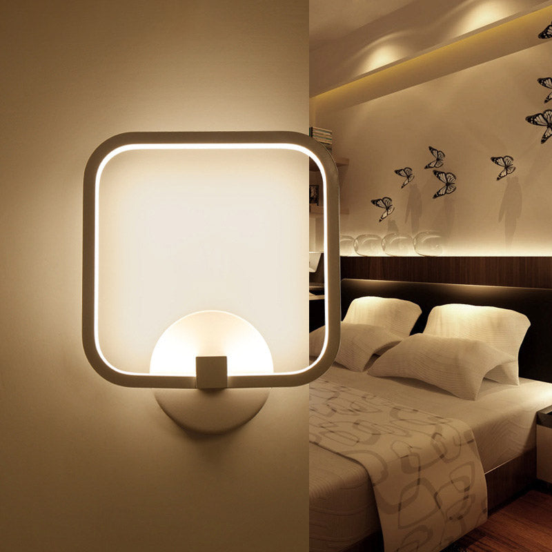 BowLift | LED Nightstand Wall Light Simple White Wall Light with Square Acrylic Shade in White/Warm/Natural Light