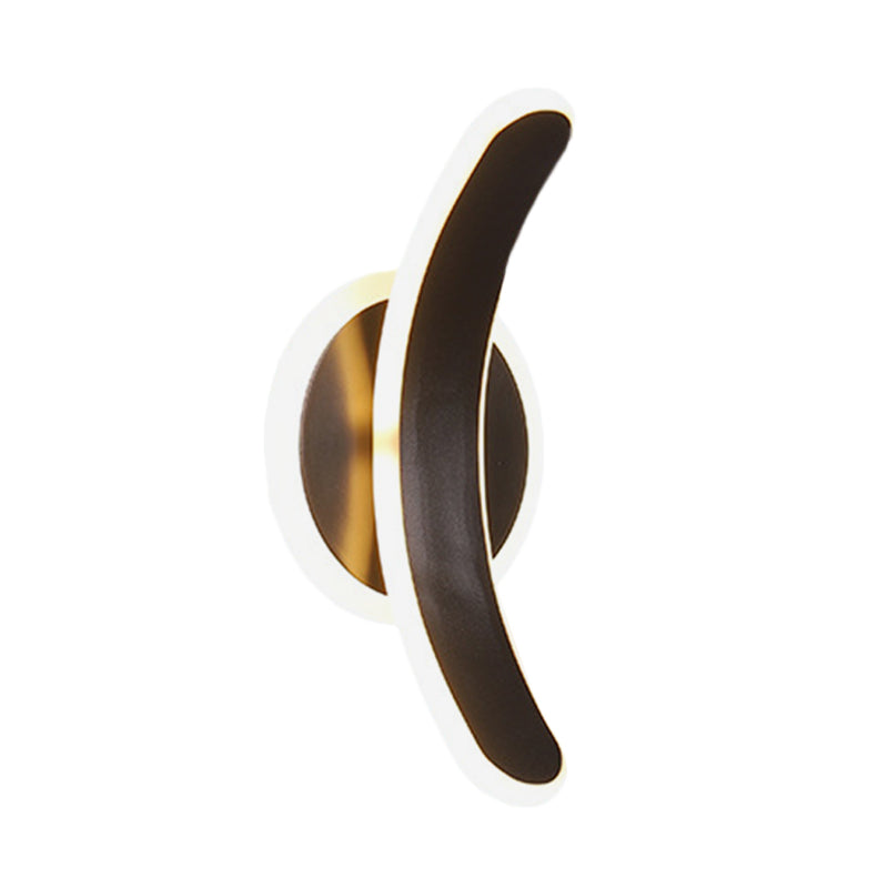 BowLift | Black Curved Rectangular Wall Sconces Lighting Minimalist LED Acrylic Wall Mounted Lamp in White/Warm Light