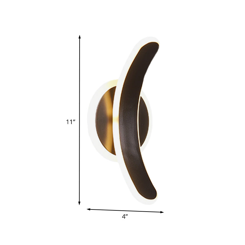 BowLift | Black Curved Rectangular Wall Sconces Lighting Minimalist LED Acrylic Wall Mounted Lamp in White/Warm Light
