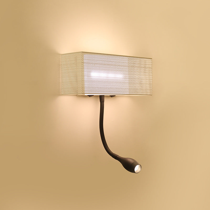 BowLift | Metallic Mesh Rectangular Built-in Wall Lamp Modernism LED Wall Light in White with Rotatable Design