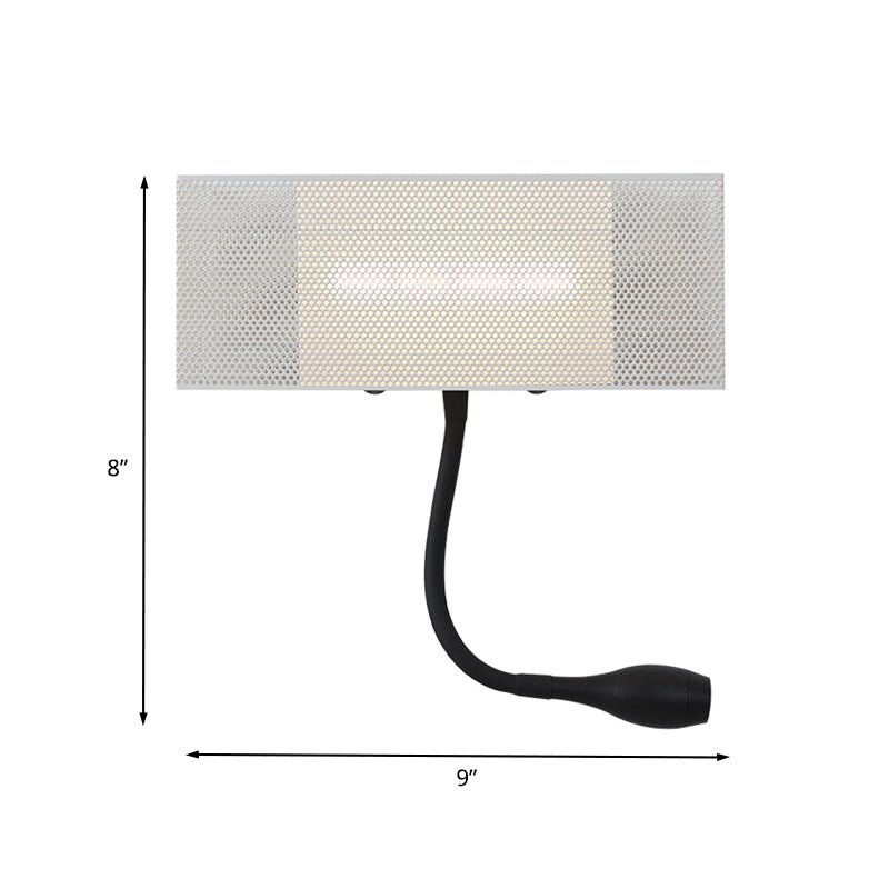 BowLift | Metallic Mesh Rectangular Built-in Wall Lamp Modernism LED Wall Light in White with Rotatable Design