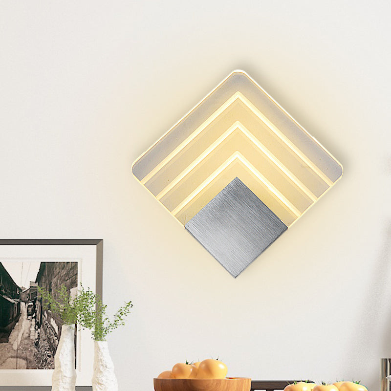 BowLift | Modernism Squared Wall Light Metal 5.5"/8" B LED Corner Wall Light in Black/Silver with Acrylic Shade