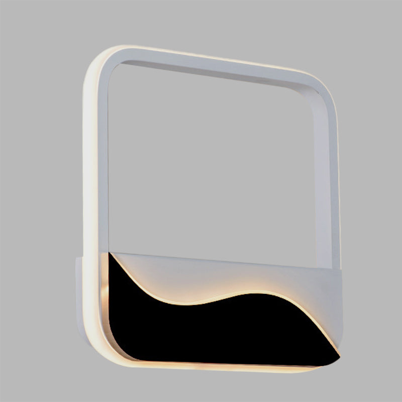 BowLift | Minimalistic LED Wall Mount Light White and Black Square Frame Wall Lamp with Acrylic Shade in Warm/White Light