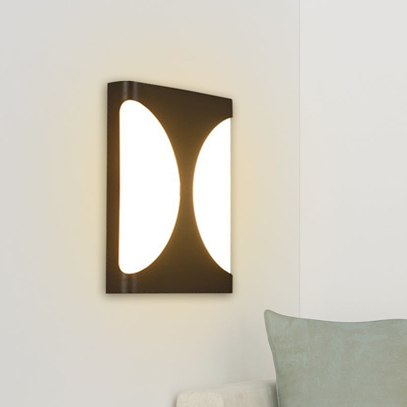 BowLift | Metallic Rectangular Flush Wall Light Modern LED Black Wall-Mounted Lamp with Double Semicircle Pattern