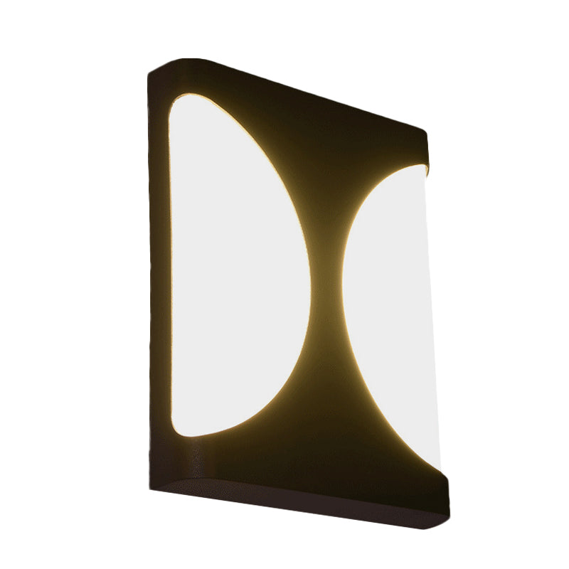 BowLift | Metallic Rectangular Flush Wall Light Modern LED Black Wall-Mounted Lamp with Double Semicircle Pattern