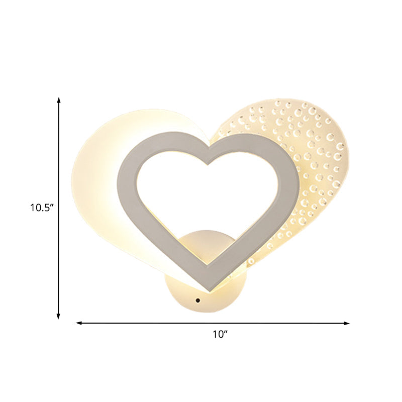 BowLift | Love Heart-Shaped Wall Mounted Lighting Contemporary Acrylic LED White Wall Lamp in Warm/White Light