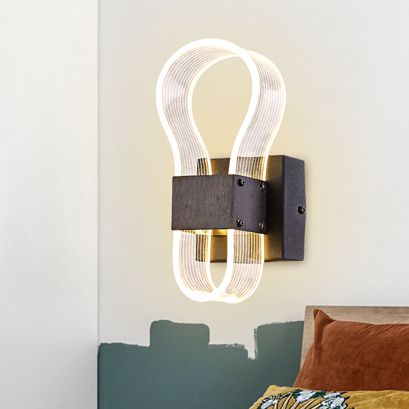 BowLift | Cube Metal Wall Light Modern LED Black Wall Lamp with Arc Ring Acrylic Shade in White/Warm Light