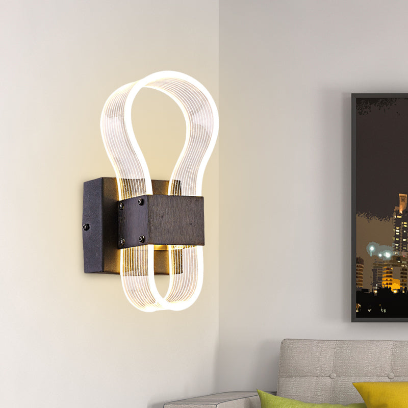 BowLift | Cube Metal Wall Light Modern LED Black Wall Lamp with Arc Ring Acrylic Shade in White/Warm Light