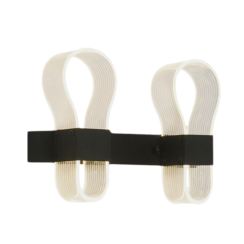 BowLift | Black Bow Ring Wall Switch Modern 2 Heads Acrylic LED Wall Light with Warm/White Light