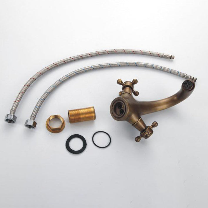 BowLift | Industrial Wide-Spread Bathroom Faucet with Dual Cross Handles – Brass Construction