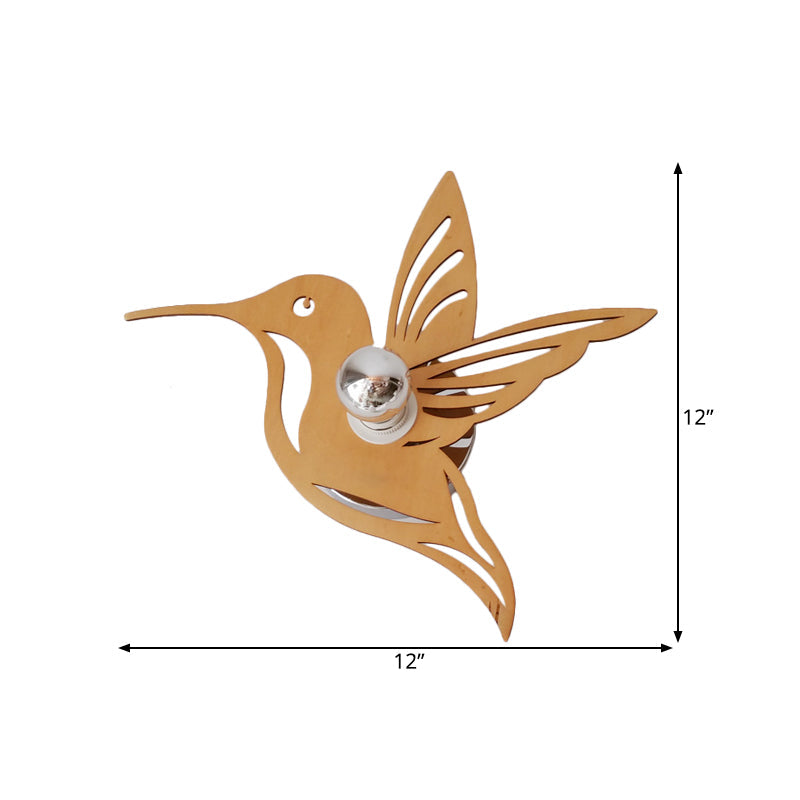 BowLift | Contemporary bird-shaped wall lamp wood 1 bulb bedside wall lamp in beige